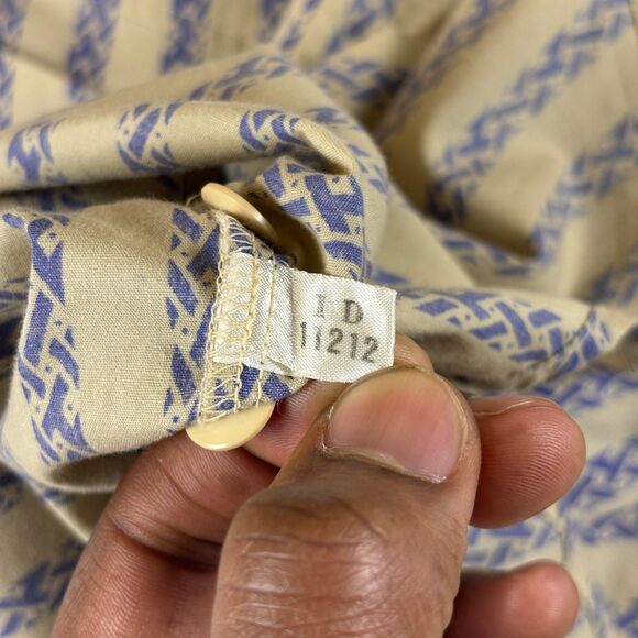 1980s striped blouse, size 20 beige & blue vintage Venezia womens button down - Picture 5 of 8